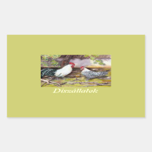 Adesivo Retangular Galo e Hen