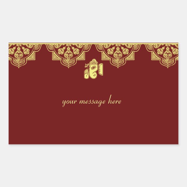 Adesivo Retangular Ganesh Wedding Stickers (Frente)