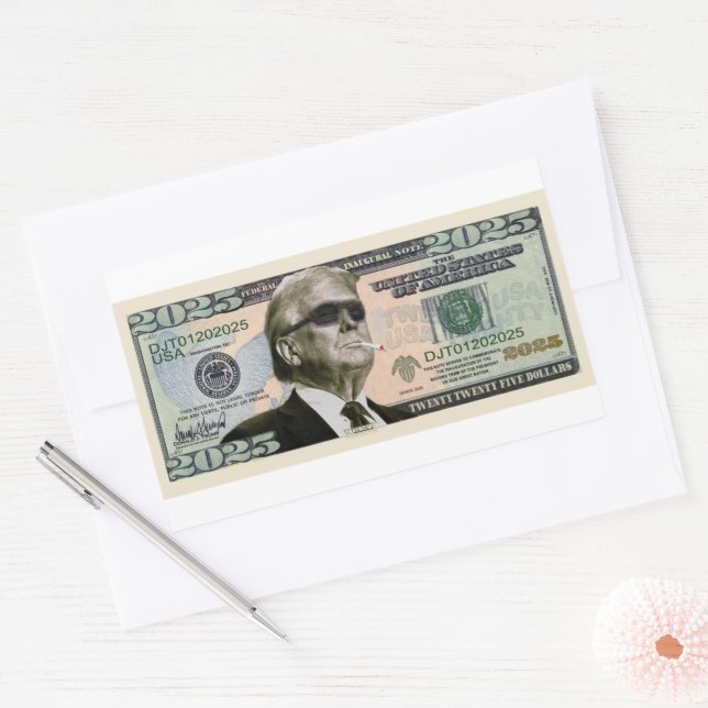 Adesivo Retangular Gangsta Trump 2025 Nota de Dólar  (Envelope)