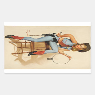 Adesivo Retangular Garota Cowgirl Pin-up
