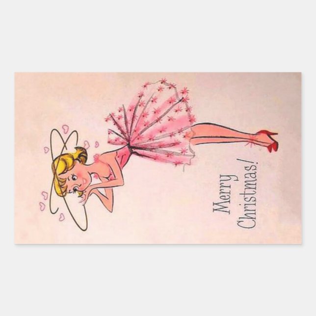 Adesivo Retangular Garota de Natais vintages (Frente)