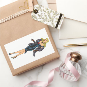 Adesivo Retangular Garota Glamourosa Vintage Retro Loira Pin-up