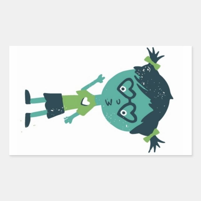 Adesivo Retangular Garota no autocolante (Frente)