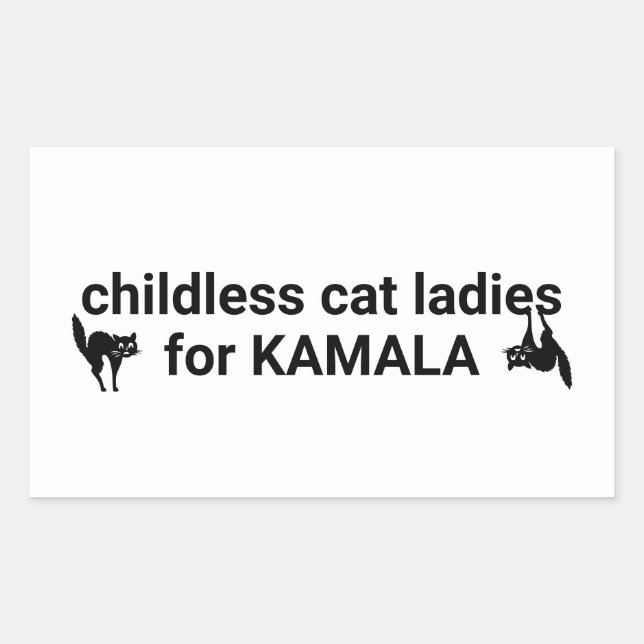 Adesivo Retangular Garotas de gato infantis para Kamala preto engraça (Frente)