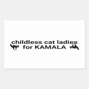 Adesivo Retangular Garotas de gato infantis para Kamala preto engraça