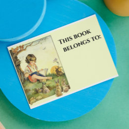 Adesivo Retangular Garoto lendo debaixo da árvore com coelhos