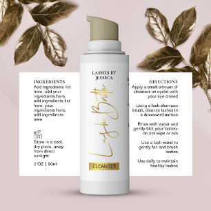 Adesivo Retangular Garrafa de espuma Elegante de Dourada Lash Chic