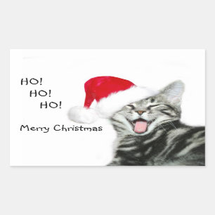 Adesivo Retangular Gatinho do Feliz Natal