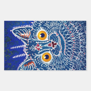 Adesivo Retangular Gato Azul Psicodélico de Louis Wain