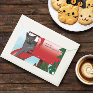 Adesivo Retangular Gato da caixa postal