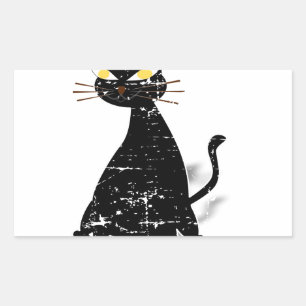 Adesivo Retangular Gato de Gordura Preto