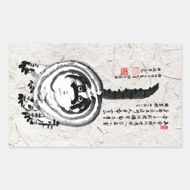 Adesivo Retangular Gato De Tabby Japonês Com Brisas Chonky (Frente)