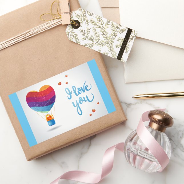 Adesivo Retangular Gato e Balão de Amor  (Presentear)