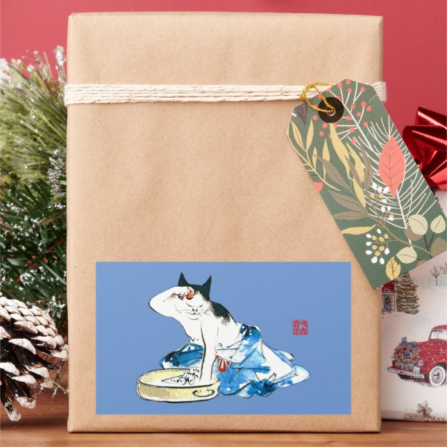 Adesivo Retangular Gato japonês Humorístico - Balança II (Feriado)