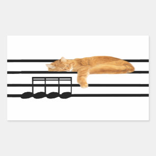 Adesivo Retangular Gato musical do gatinho do gato malhado