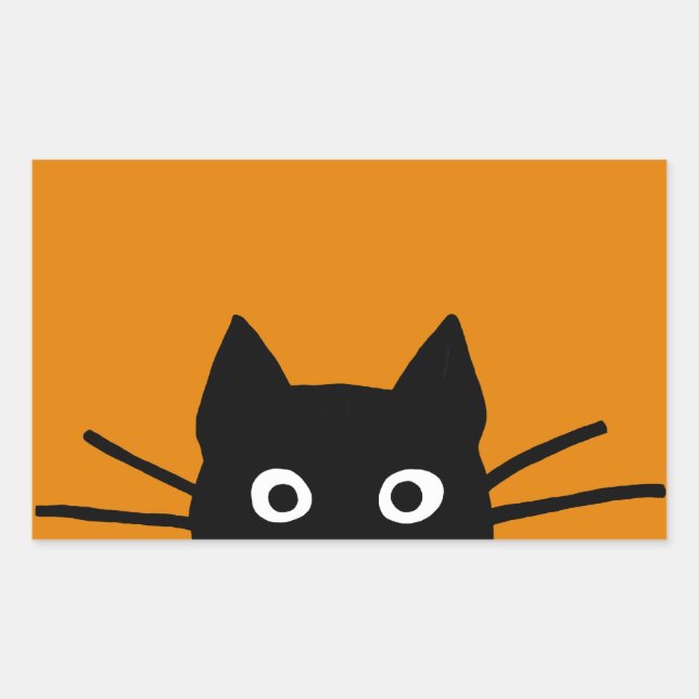 Adesivo Retangular Gato Preto Engraçado (Frente)