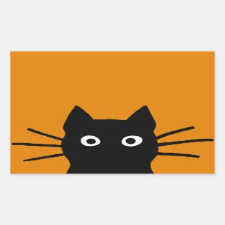 Adesivo Retangular Gato Preto Engraçado