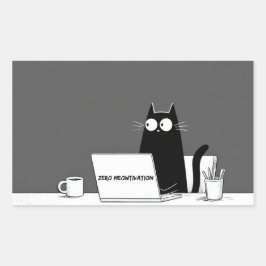 Adesivo Retangular Gato Zero Motivação – Desenho Animado Divertido de