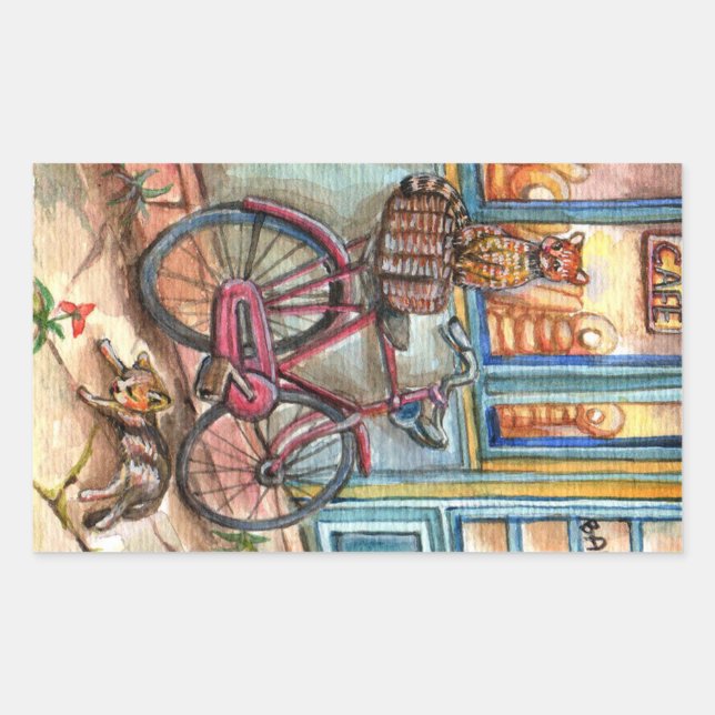 Adesivo Retangular Gatos em frente à padaria (Frente)