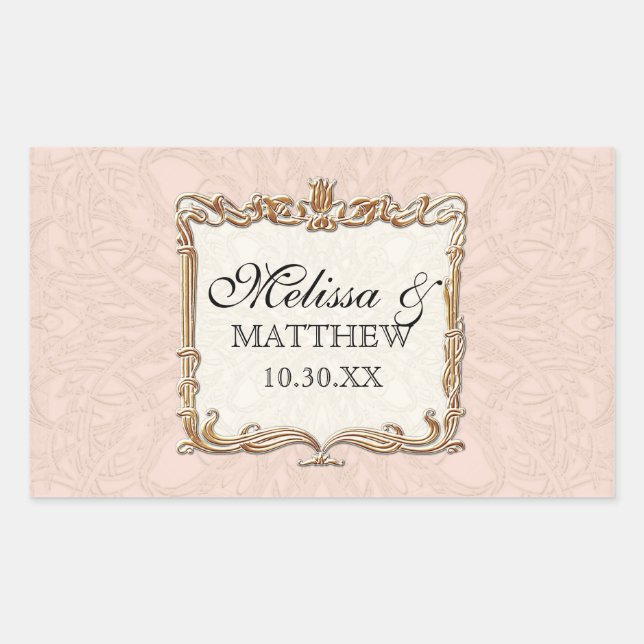 Adesivo Retangular Gatsby Art Deco Nouveau Lace Faux Dourada Tulip (Frente)