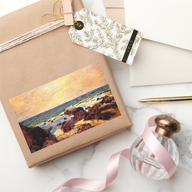 Adesivo Retangular Gauguin - Rochas e Mar, arte refinado, (Presentear)