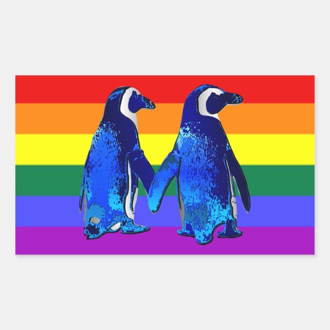 Adesivo Retangular "Gay Penguin Casal" (Frente)