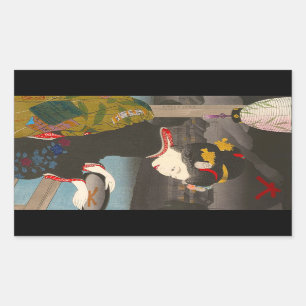 Adesivo Retangular Geisha clássica da pegada tradicional japonesa Le