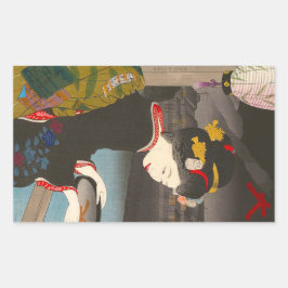Adesivo Retangular geisha clássica da pegada tradicional japonesa leg