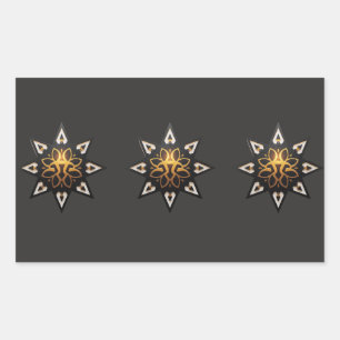 Adesivo Retangular 🌟 Geometria Sagrada Mandala - Ouro Star