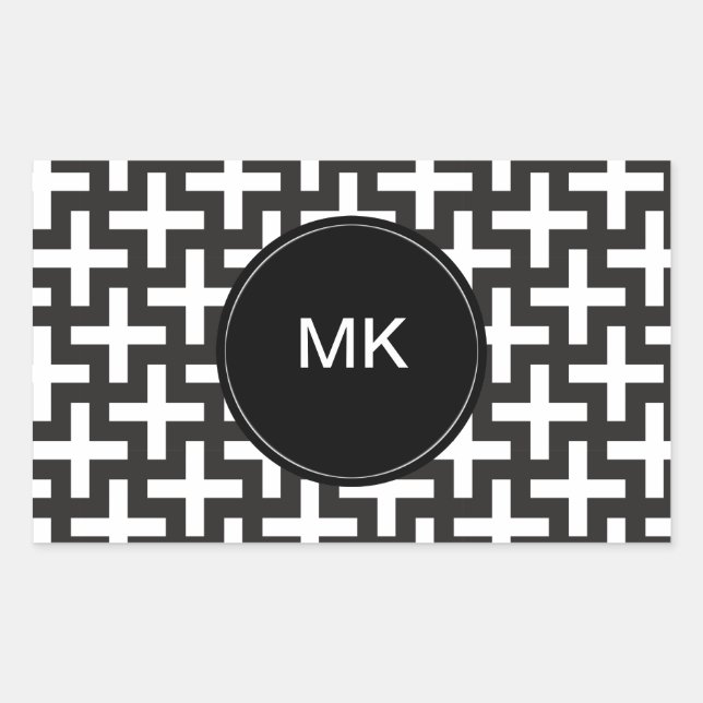 Adesivo Retangular Geométrico preto e branco (Frente)