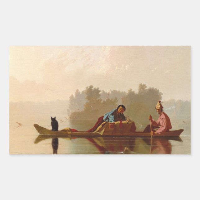 Adesivo Retangular George Caleb Bingham - Traficantes De Peles Descen (Frente)