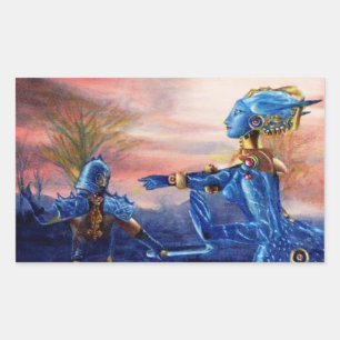 Adesivo Retangular GEORGE DE santos E DRAGÃO DE ALIENÍGENA