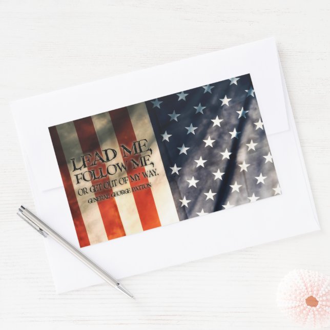 Adesivo Retangular George Patton, citação inspiracional "Meu caminho" (Envelope)