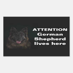 Adesivo Retangular German shepherd de atenção vive aqui