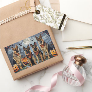 Adesivo Retangular German shepherd Halloween Spooky