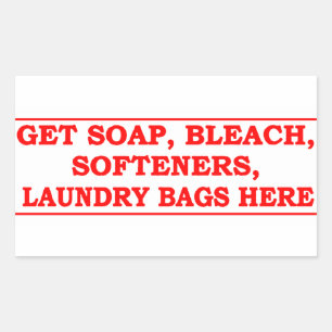 Adesivo Retangular 'Get Laundry Items Here' Iniciando a Base Vermelha
