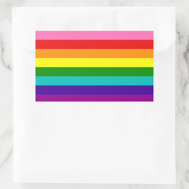 Adesivo Retangular Gilbert Baker Orgulho gay Flag Rainbow Stripe (Bolsa)