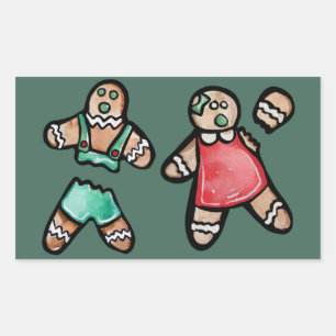 Adesivo Retangular Ginger Bread Casal Encaixe biscoitos de gengibre