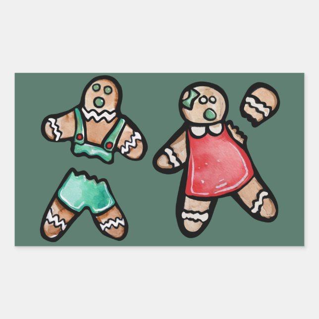 Adesivo Retangular Ginger Bread Casal Encaixe biscoitos de gengibre (Frente)