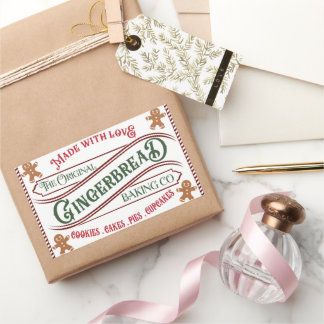Adesivo Retangular Gingerbread Baking Co. Feito com Amor