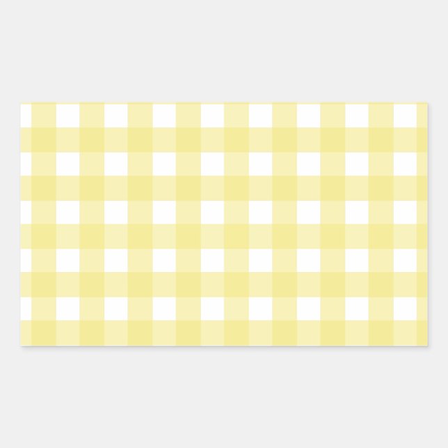 Adesivo Retangular Gingham amarelo pálido e branco (Frente)
