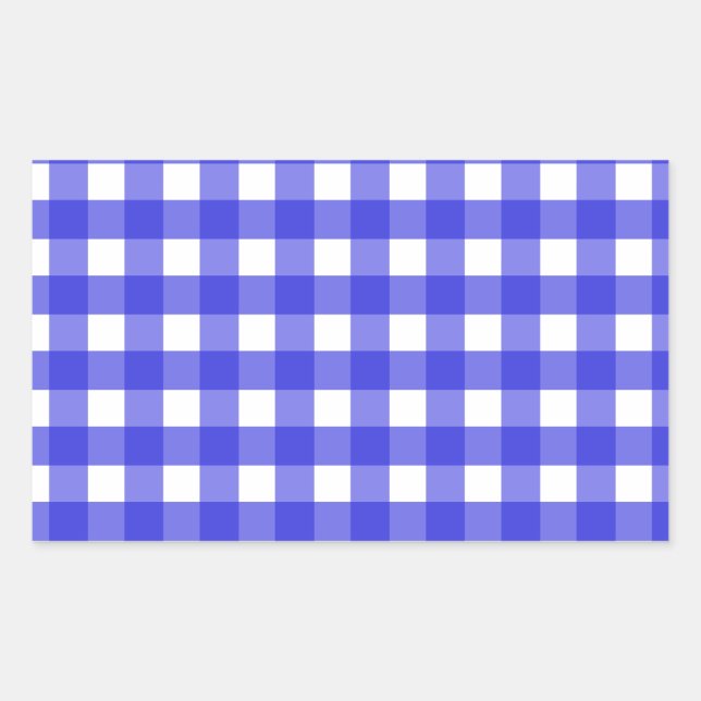 Adesivo Retangular Gingham azul-real (Frente)