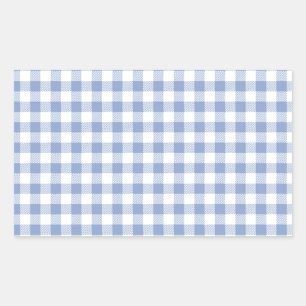 Adesivo Retangular Gingham Clássico Azul Verificado