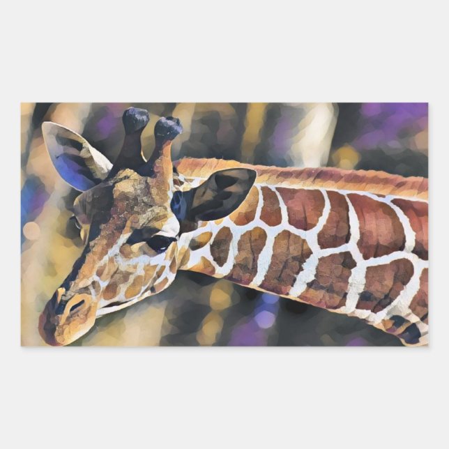Adesivo Retangular Giraffe Painting Art Vintage (Frente)