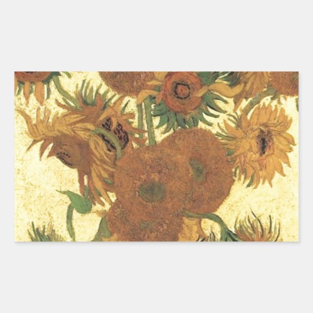 Adesivo Retangular Girassóis por Van Gogh (Frente)