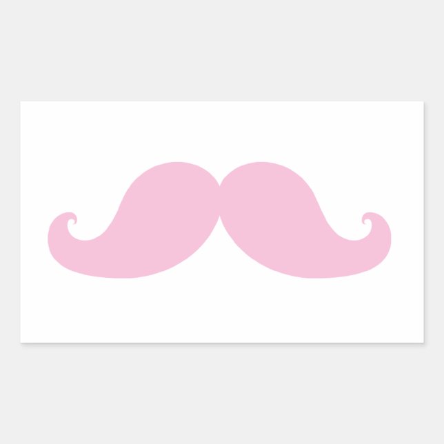 Adesivo Retangular Girly Pink Mustache (Frente)