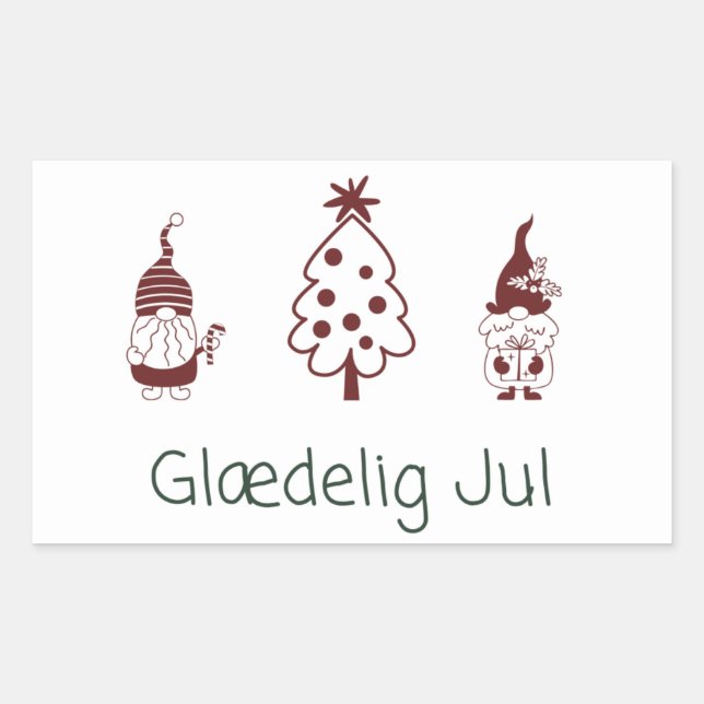 Adesivo Retangular Glæ delig jul, Feliz Natal Dinamarquês (Frente)