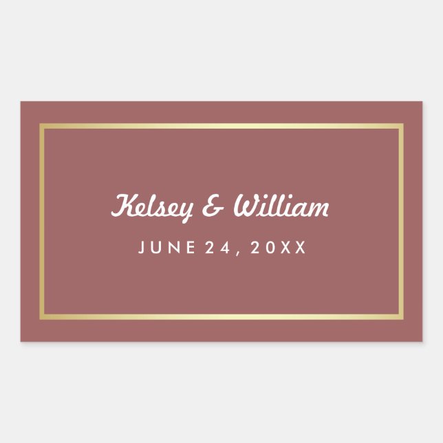 Adesivo Retangular Glam Marsala e Dourado Wrapper de Garrafa de Água  (Frente)