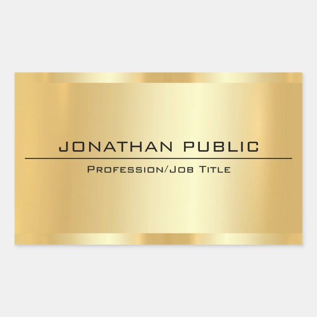 Adesivo Retangular Glamorosa Faux Dourada Metálico, aparência moderna (Frente)