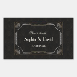 Adesivo Retangular Glamorous Excelente Gatsby Dourado Art Deco Weddin